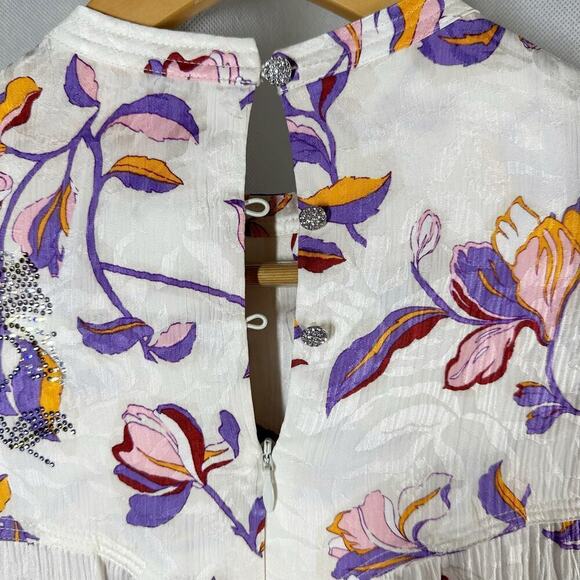 Zadig & Voltaire Rivage Jac Cut Flowers Silk-Blend Dress Size XS - Picture 12 of 14